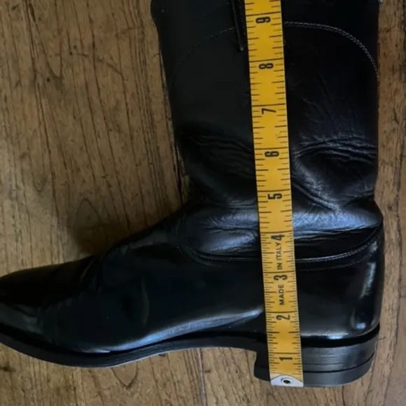 Men's Justin Black Leather Roper Boots, Style 3133 - Size 8 1/2 D