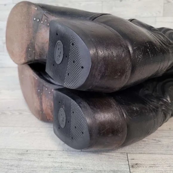 Men's Lucchese Western Black Leather Rodeo Cowboy Boots Size 11 D USA Made