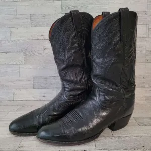 Men's Lucchese Western Black Leather Rodeo Cowboy Boots Size 11 D USA Made