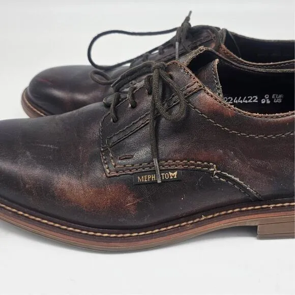 Men's Mephisto Waino Dark Brown Leather Derby Shoes