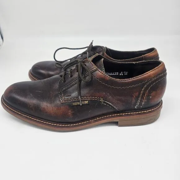 Men's Mephisto Waino Dark Brown Leather Derby Shoes