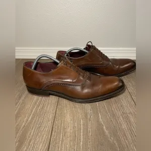 Men's MEZLAN Canale Leather Plain Toe Oxford Dress Shoes in Cognac Size 13