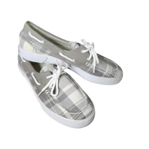 Men's Polo Ralph Lauren Lander Boat Shoes, Grey Plaid, Size 9D