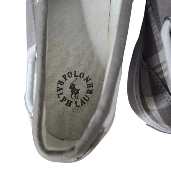 Men's Polo Ralph Lauren Lander Boat Shoes, Grey Plaid, Size 9D