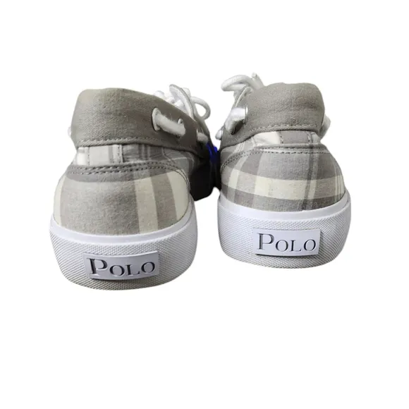 Men's Polo Ralph Lauren Lander Boat Shoes, Grey Plaid, Size 9D