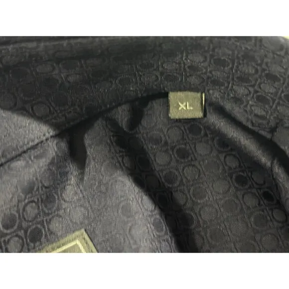 Mens Salvatore Ferragamo All Over Print Dot Button Up Shirt Derby Fit Sz XL
