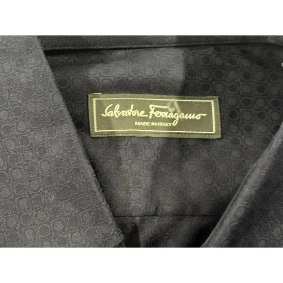 Mens Salvatore Ferragamo All Over Print Dot Button Up Shirt Derby Fit Sz XL