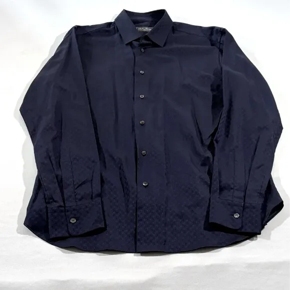 Mens Salvatore Ferragamo All Over Print Dot Button Up Shirt Derby Fit Sz XL