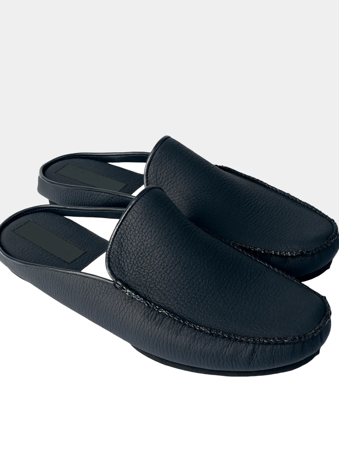 Men's slippers dark blue  Model 1201 Cowhide Leather