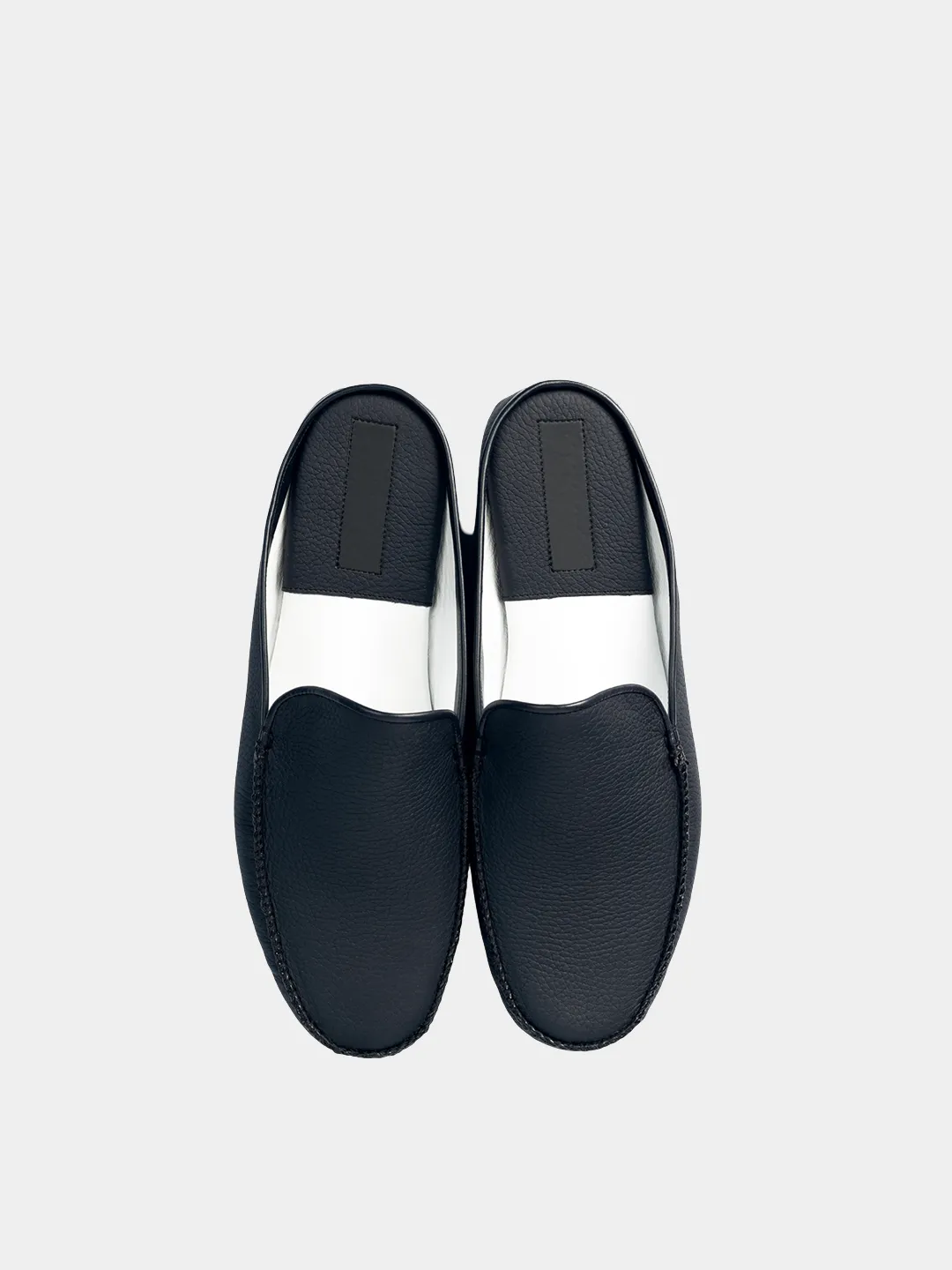 Men's slippers dark blue  Model 1201 Cowhide Leather