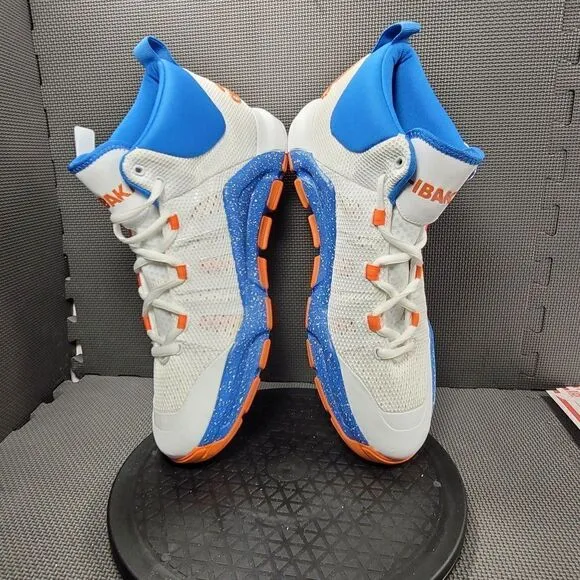 Mens Sz 17 White &amp; Blue Adidas Orange Crazy Basketball Shoes