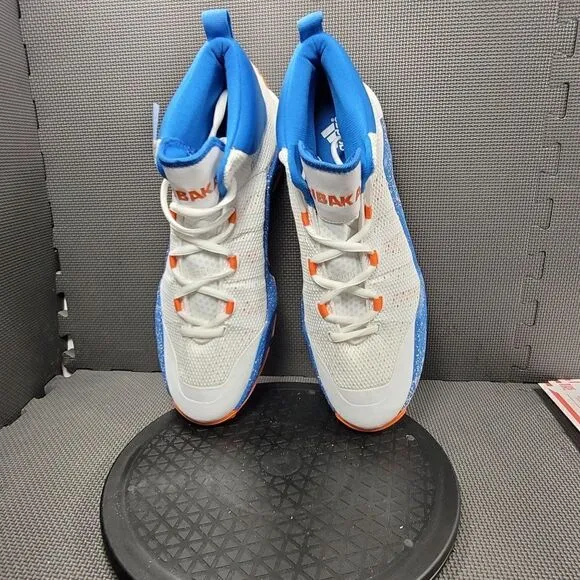 Mens Sz 17 White &amp; Blue Adidas Orange Crazy Basketball Shoes