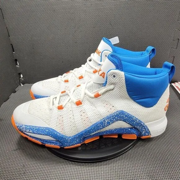 Mens Sz 17 White &amp; Blue Adidas Orange Crazy Basketball Shoes