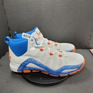 Mens Sz 17 White &amp; Blue Adidas Orange Crazy Basketball Shoes