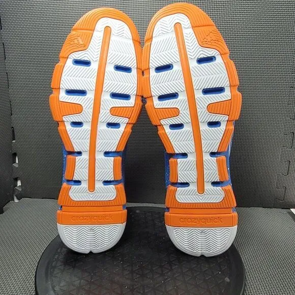 Mens Sz 17 White &amp; Blue Adidas Orange Crazy Basketball Shoes