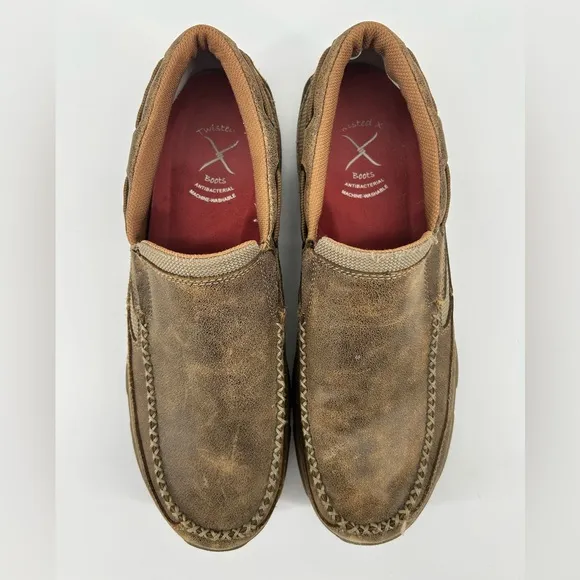 Men's Twisted X Brown Leather Slip-On Shoes MDMS002 Size 11 1/2M