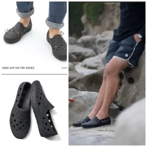 Mens VANS SLIP-ON TRK SHOES lightweight rinsable everyday Sz 10 Black