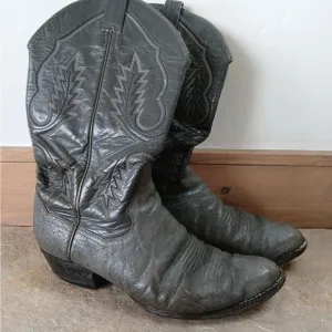 Men's Vintage Panhandle Slim Gray Ostrich Leather Cowboy Boots Sz 9.5 D