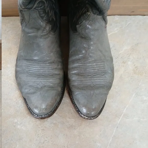 Men's Vintage Panhandle Slim Gray Ostrich Leather Cowboy Boots Sz 9.5 D