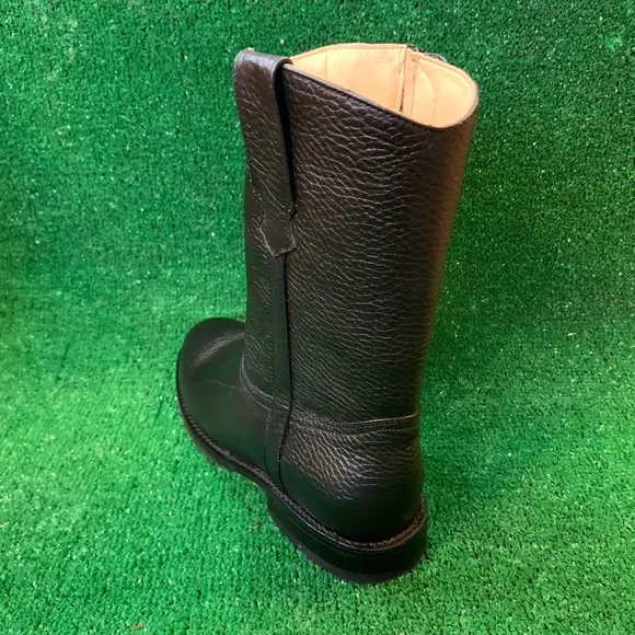MEN’S WESTERN COWBOY SLIP ON ROUND TOE SIDE ZIPPER BOOTS BLACK BOTA CON CIERRE