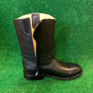 MEN’S WESTERN COWBOY SLIP ON ROUND TOE SIDE ZIPPER BOOTS BLACK BOTA CON CIERRE