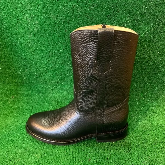 MEN’S WESTERN COWBOY SLIP ON ROUND TOE SIDE ZIPPER BOOTS BLACK BOTA CON CIERRE