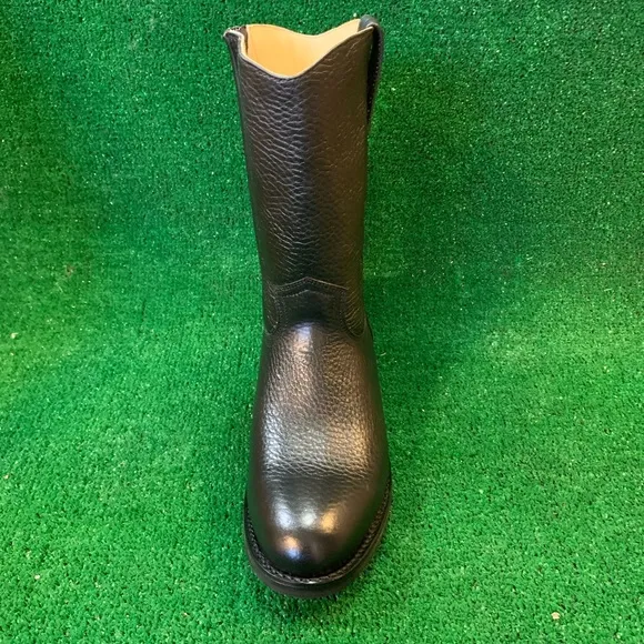 MEN’S WESTERN COWBOY SLIP ON ROUND TOE SIDE ZIPPER BOOTS BLACK BOTA CON CIERRE