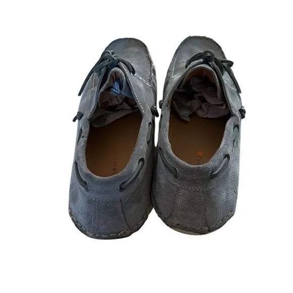 Men's Gray Blue Leather Boat Shoes Slip-On Casual Summer Footwear