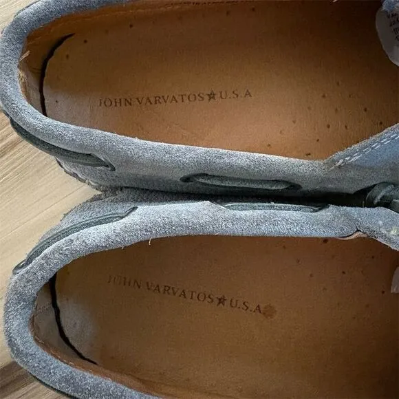 Men's Gray Blue Leather Boat Shoes Slip-On Casual Summer Footwear
