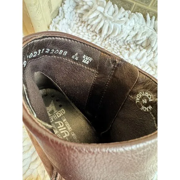 Mephisto Brown Nubuck Leather Foldover Cuff Zip Ankle Boots Size 6.5
