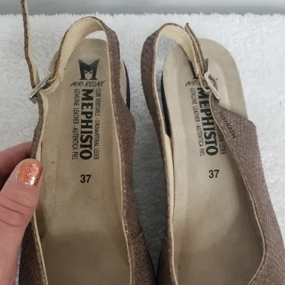 Mephisto metalic animal print Slingback Wedges