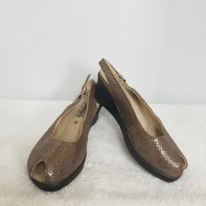 Mephisto metalic animal print Slingback Wedges