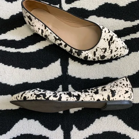 Mercanti Fiorentini Cow Print Pointed Toe Calf Hair Ballet Flats Size 8