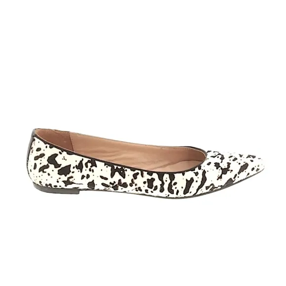 Mercanti Fiorentini Cow Print Pointed Toe Calf Hair Ballet Flats Size 8