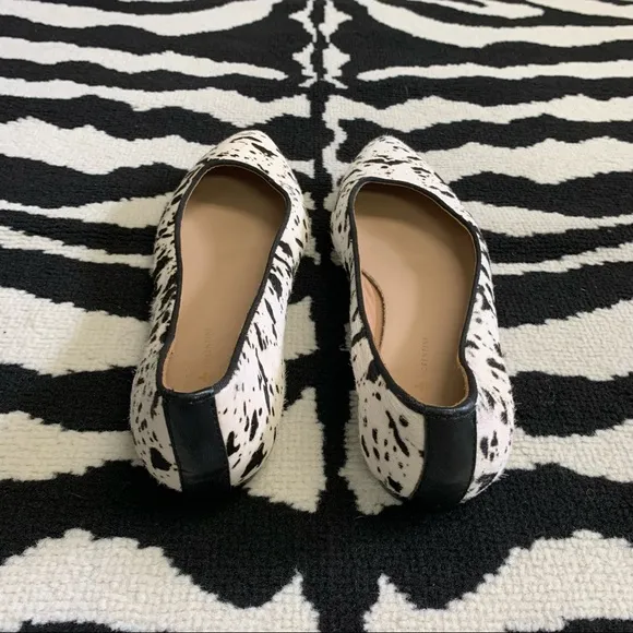 Mercanti Fiorentini Cow Print Pointed Toe Calf Hair Ballet Flats Size 8