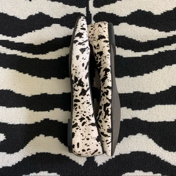 Mercanti Fiorentini Cow Print Pointed Toe Calf Hair Ballet Flats Size 8