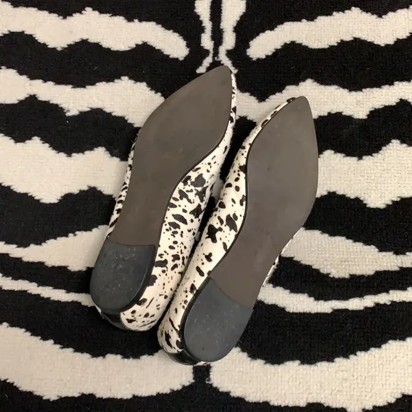 Mercanti Fiorentini Cow Print Pointed Toe Calf Hair Ballet Flats Size 8