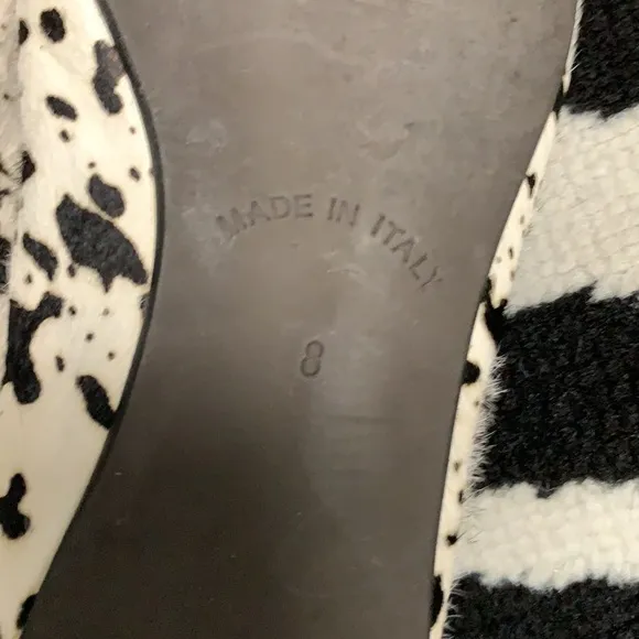 Mercanti Fiorentini Cow Print Pointed Toe Calf Hair Ballet Flats Size 8