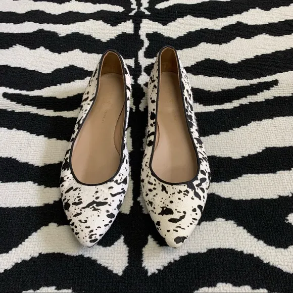 Mercanti Fiorentini Cow Print Pointed Toe Calf Hair Ballet Flats Size 8