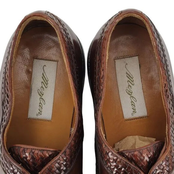 Mezlan Exotic Mens 12M Brown Crocodile Woven Leather Cap-toe Derby Dress Shoes