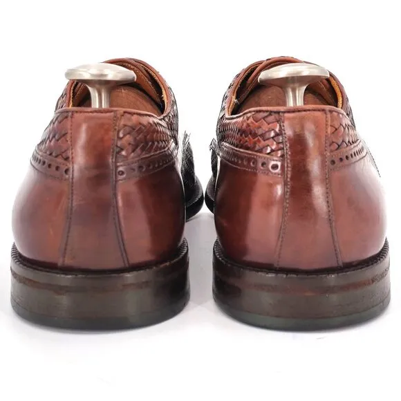 Mezlan Exotic Mens 12M Brown Crocodile Woven Leather Cap-toe Derby Dress Shoes