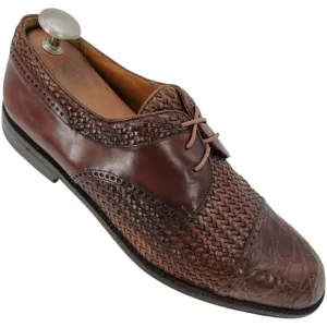 Mezlan Exotic Mens 12M Brown Crocodile Woven Leather Cap-toe Derby Dress Shoes