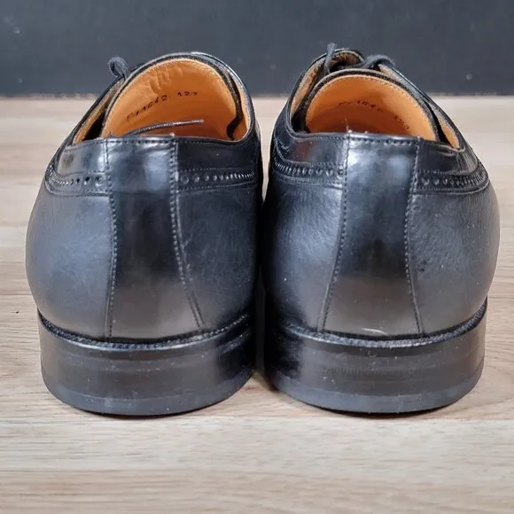 Mezlan Hudson Derby Shoes Mens Size 9 Black Leather Round Toe Brogue Spain