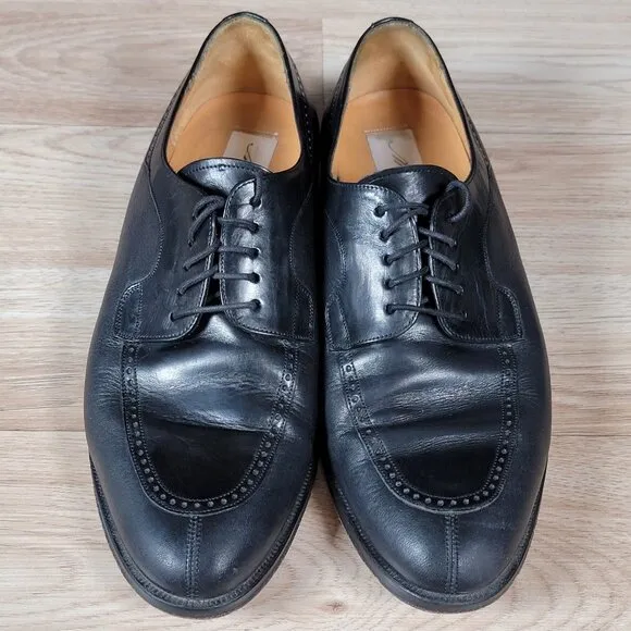 Mezlan Hudson Derby Shoes Mens Size 9 Black Leather Round Toe Brogue Spain