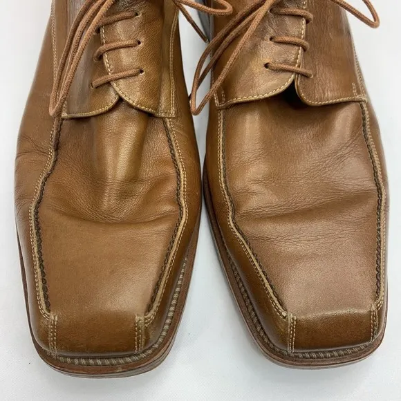 Mezlan Mens Storm Welt Derby Shoes Size 10.5 M Cognac Brown Leather Square Toe