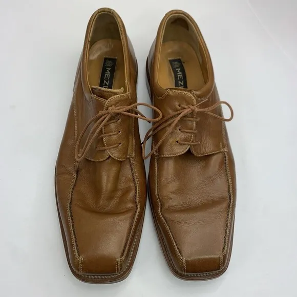 Mezlan Mens Storm Welt Derby Shoes Size 10.5 M Cognac Brown Leather Square Toe