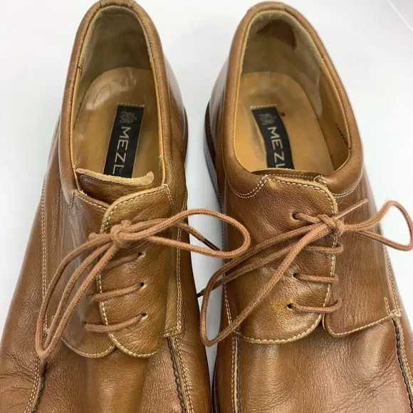Mezlan Mens Storm Welt Derby Shoes Size 10.5 M Cognac Brown Leather Square Toe
