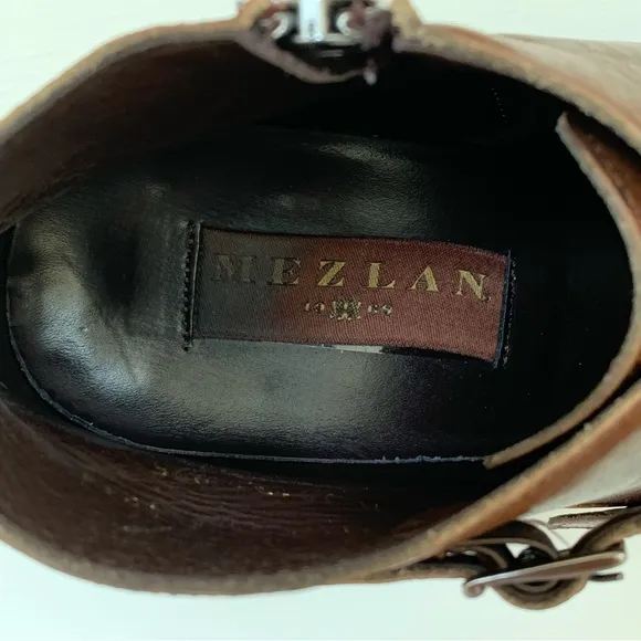 Mezlan Taberna Mens  Dark Brown Double Monk Strap Zip Ankle Boots Size 7