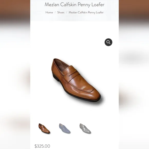 Mezlan Tan Leather Penny Loafers Size US10