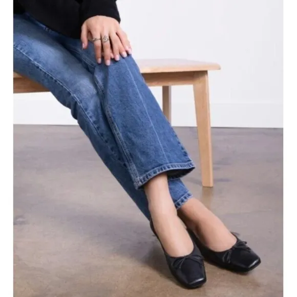 M.GEMI The Danza Leather Black Flats with Hidden Wedge, Size EU 35.5/US 5.5